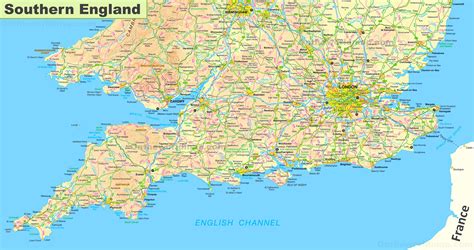 map of southern england with towns